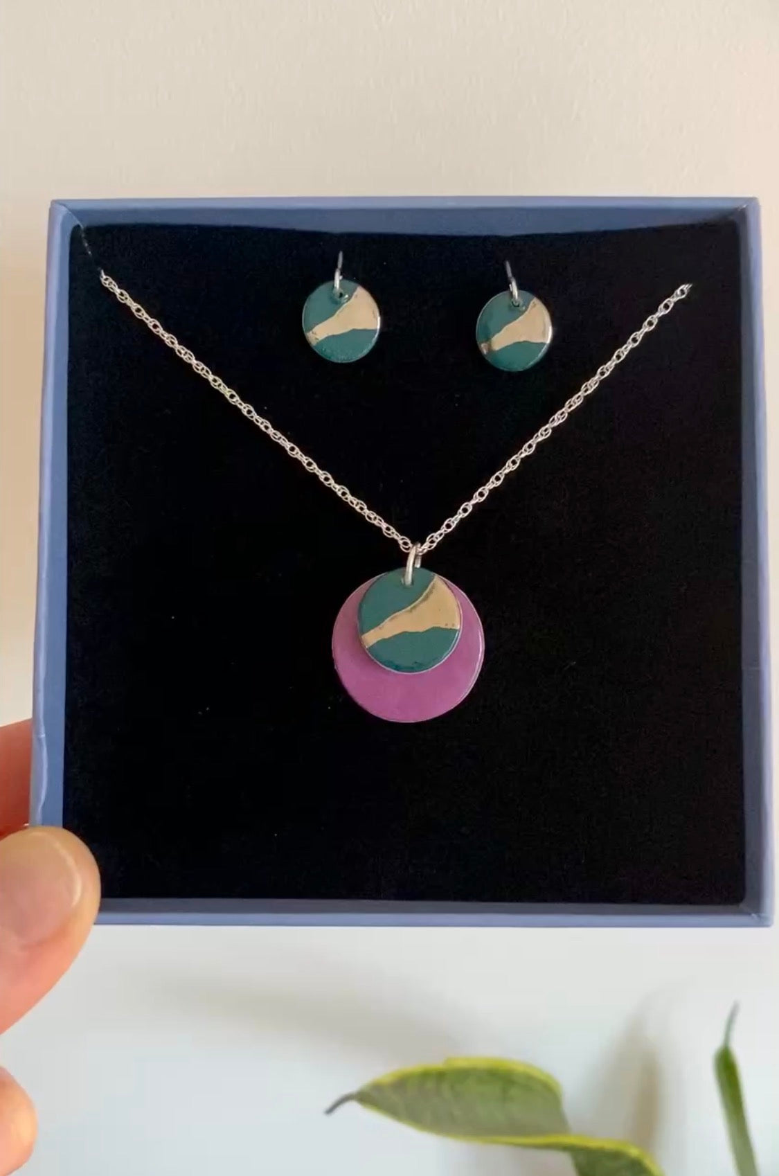Double Disc Necklace with Platinum Detailing
