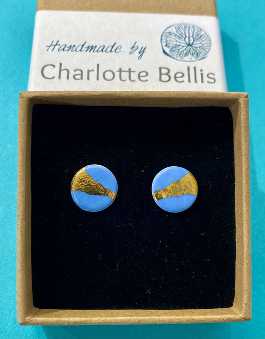 Stud Earrings with 24ct Gold Detailing