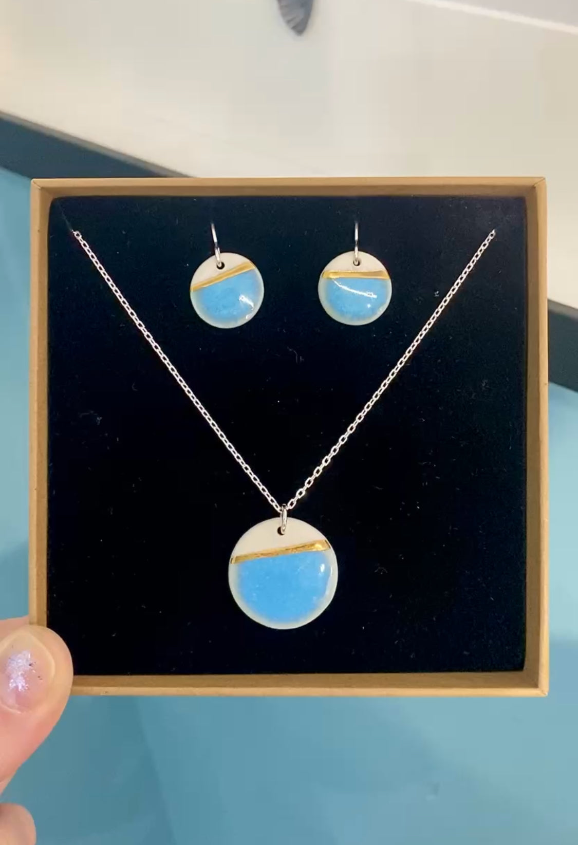 Sea Breeze Disc Necklace with 24ct Gold Detailing