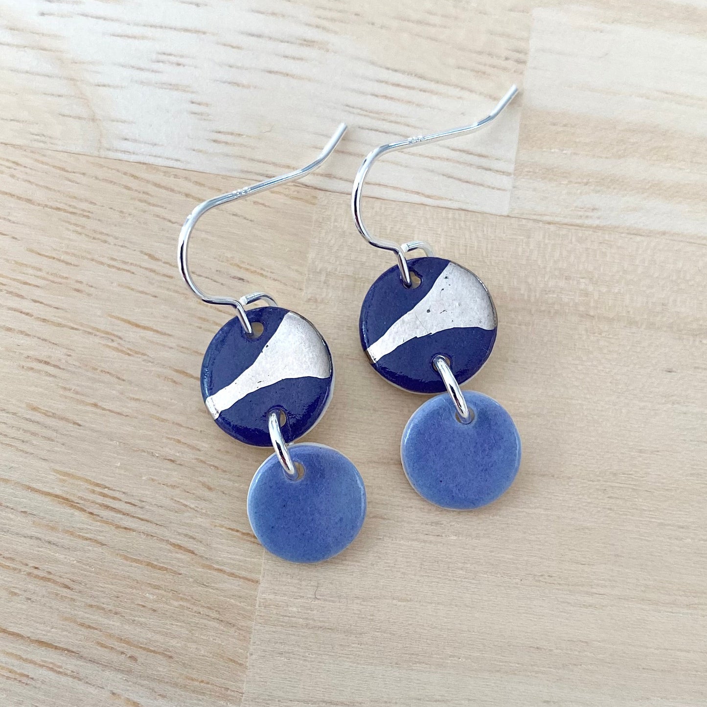 Disc Earrings with Platinum Detailing