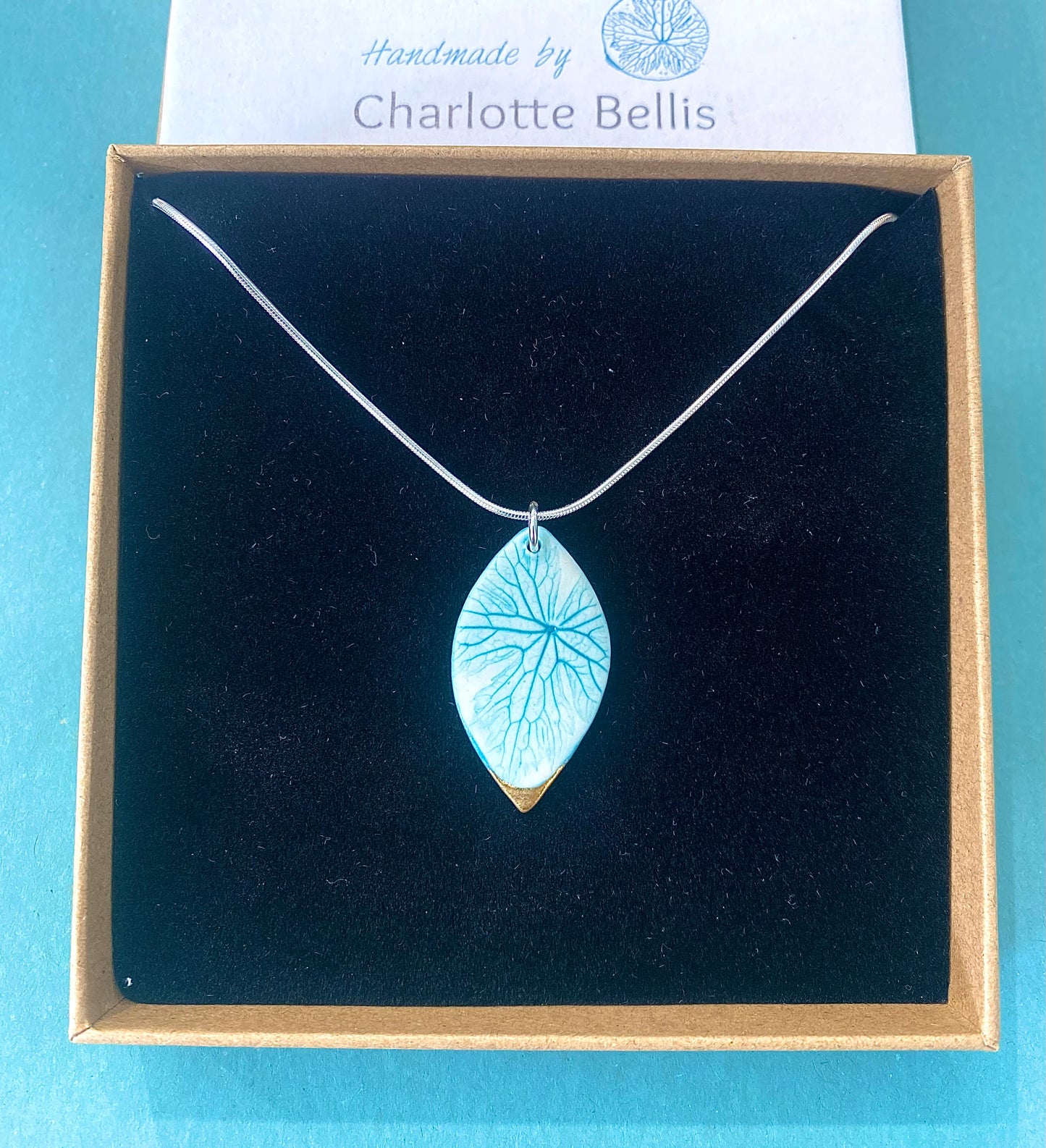 Leaf Print Necklace with 24ct Gold Detailing
