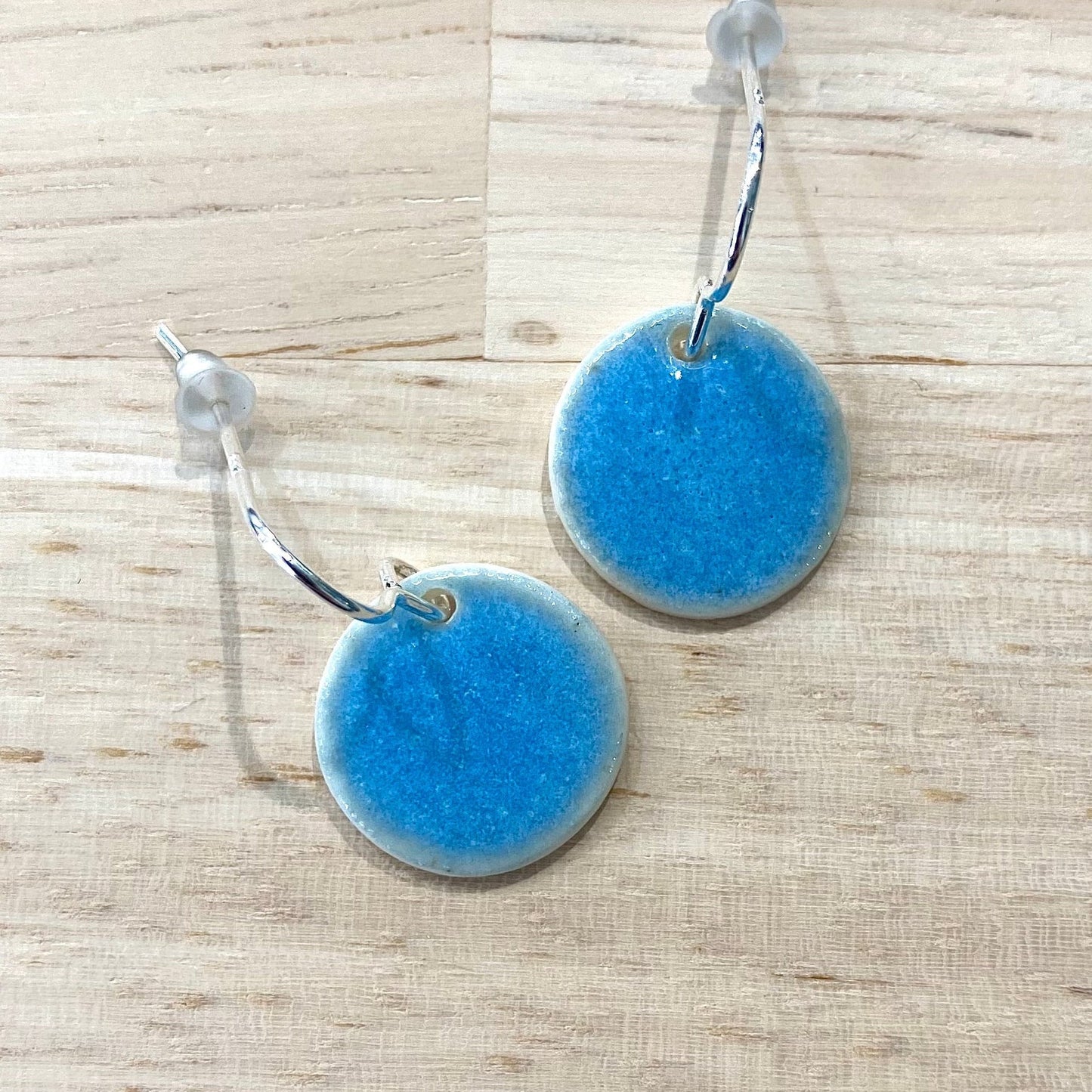 Baby Blue Disc Earrings