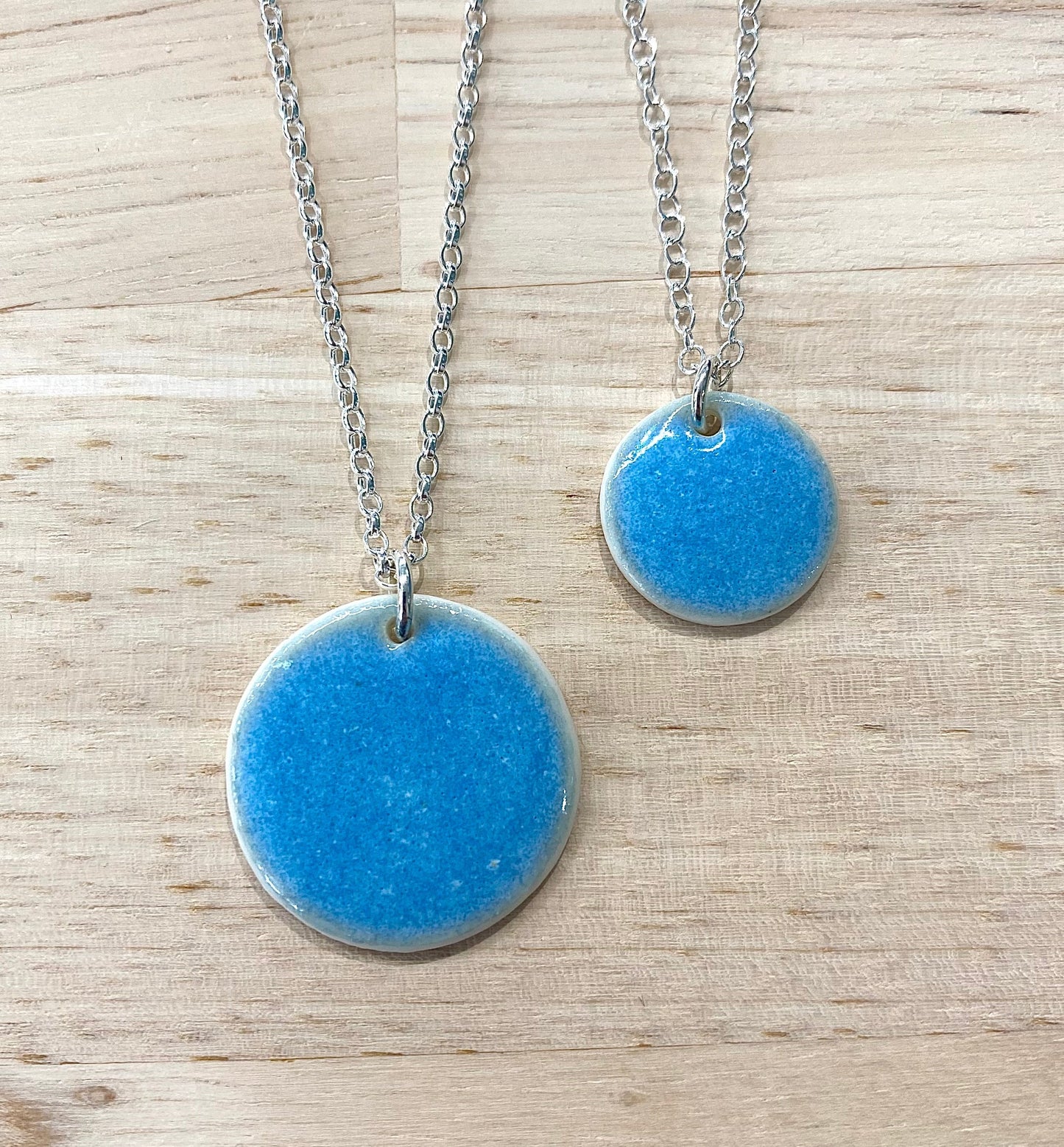 Baby Blue Disc Necklace