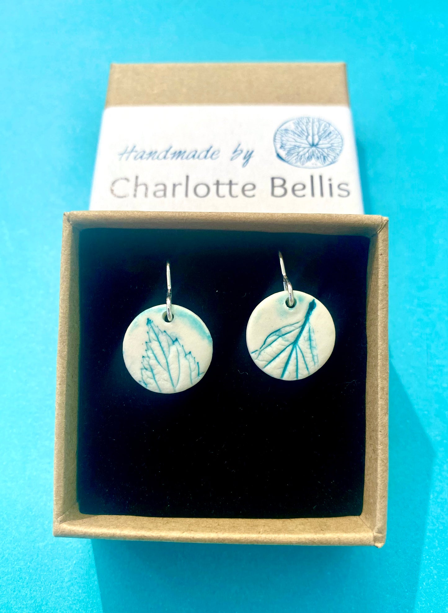 Leaf Print Disc Earrings