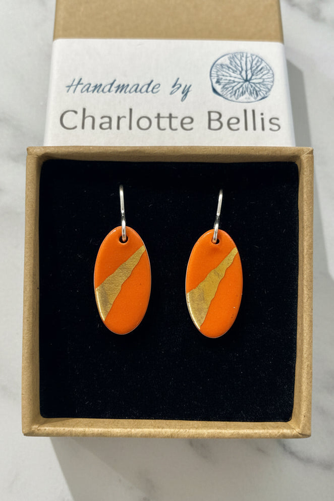 Oval Earrings with 24ct Gold Detailing