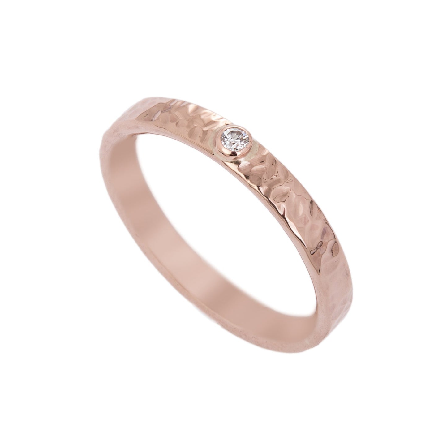 Rose Gold Diamond Dimpled Wedding Ring