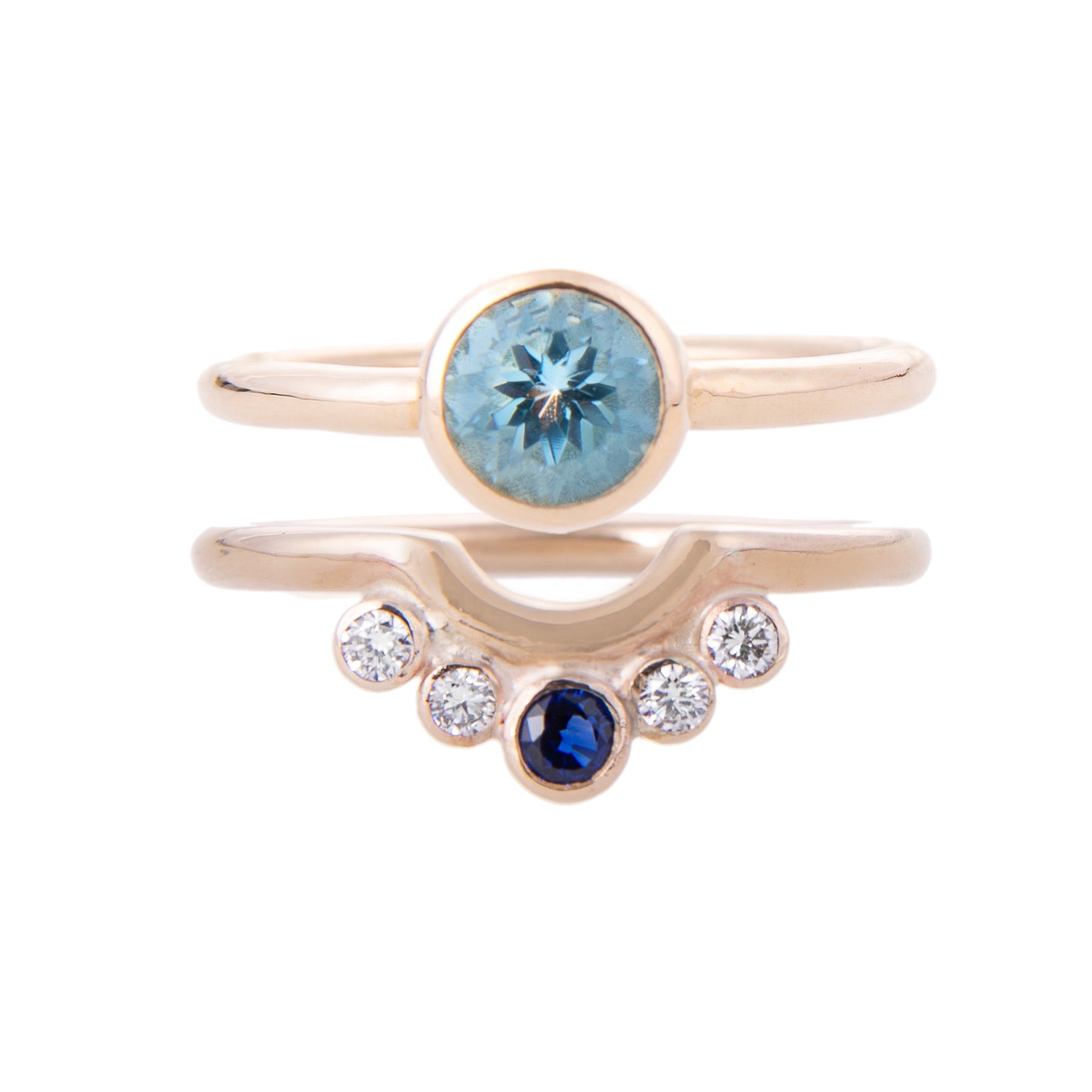 Gold with Aquamarine Nestle Engagement Ring