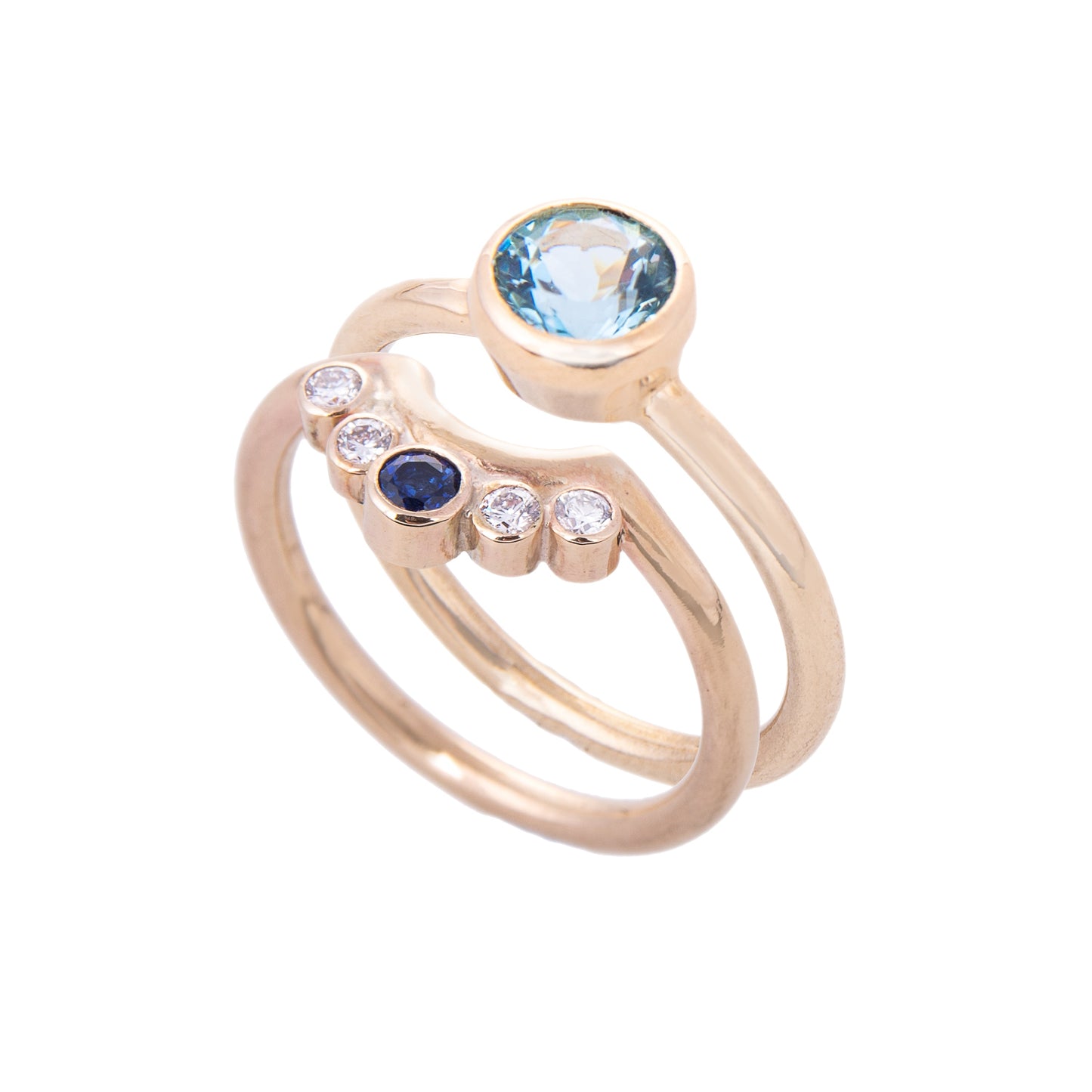 Gold with Aquamarine Nestle Engagement Ring