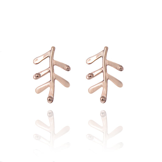 Mini Gold Fern Studs