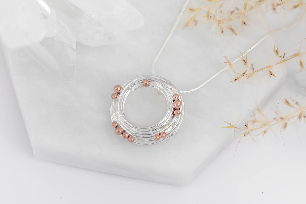 Wrapped Pendant - Large Silver and Copper