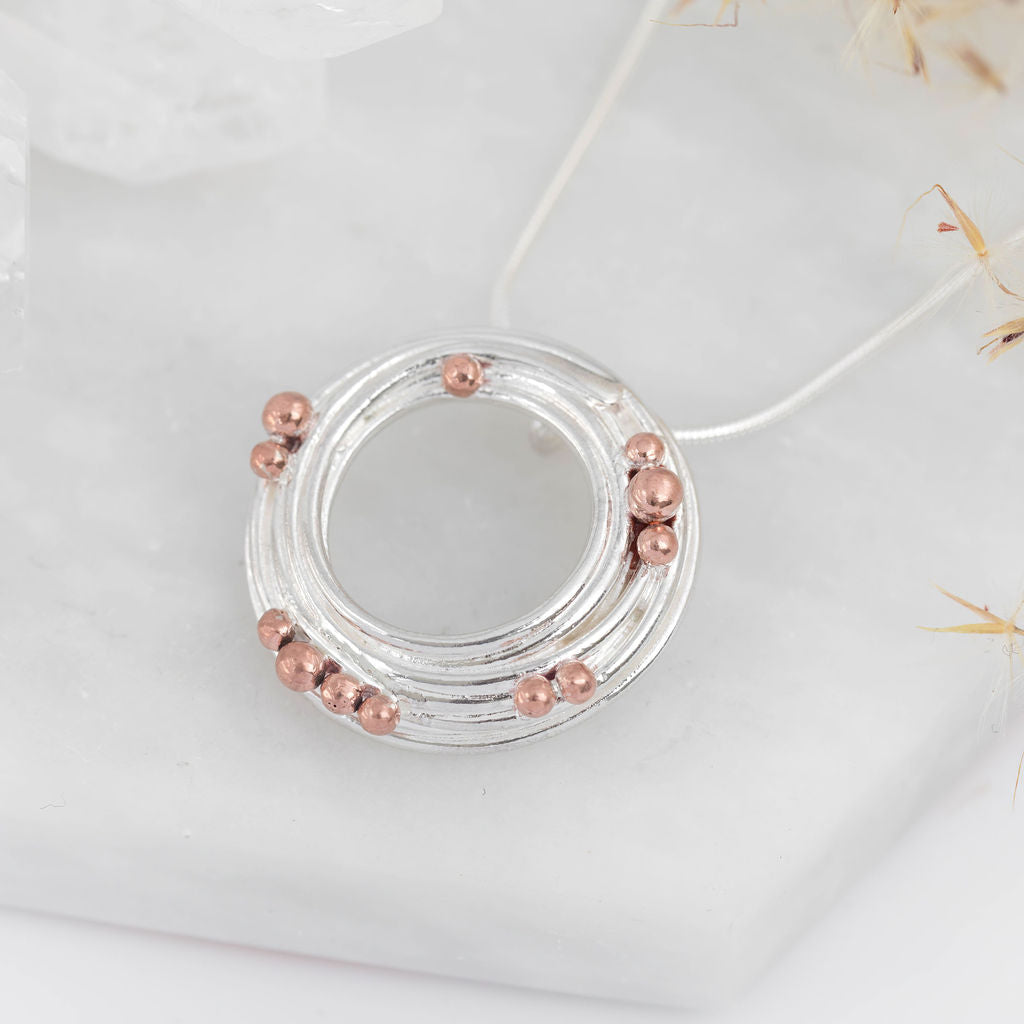 Wrapped Pendant - Large Silver and Copper