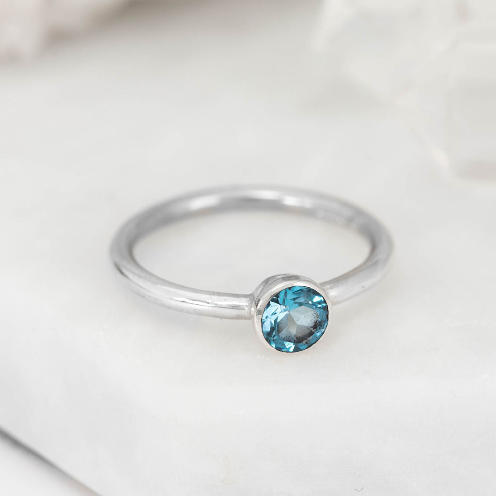 Silver with Swiss Blue Topaz Nestle Ring