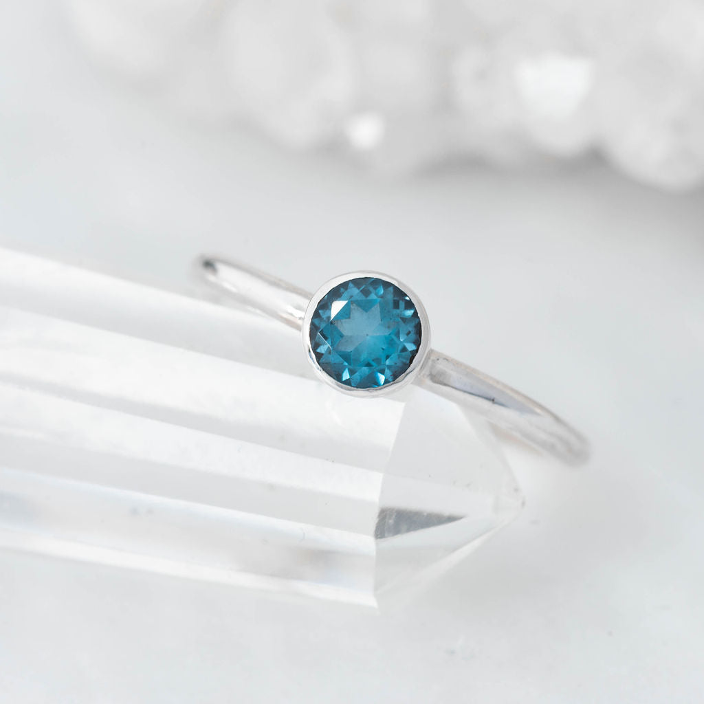 Silver with Swiss Blue Topaz Nestle Ring