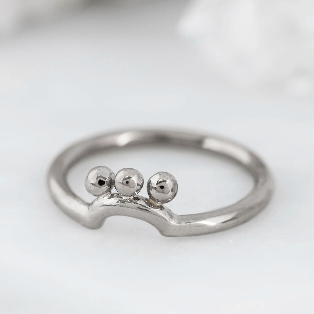 Silver Triple Granulation Nestling Wedding Ring