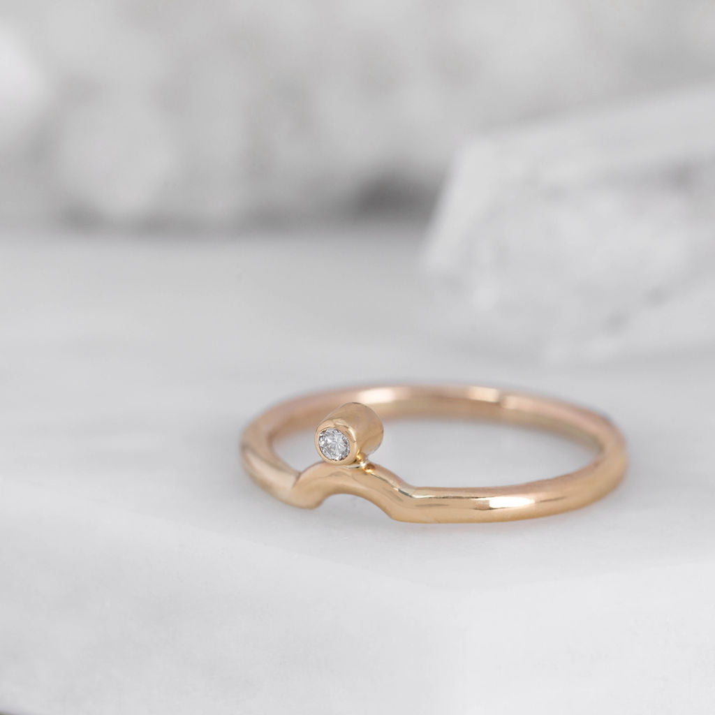 Gold with Diamond Nestling Wedding Ring