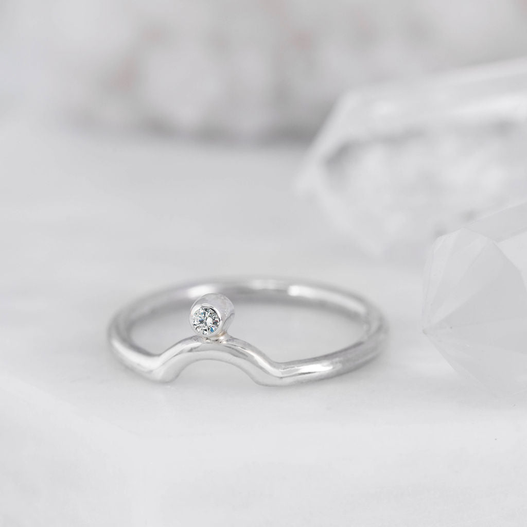 Platinum with Diamond Nestling Wedding Ring
