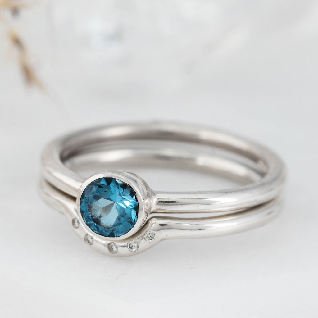 Silver with Swiss Blue Topaz Nestle Ring