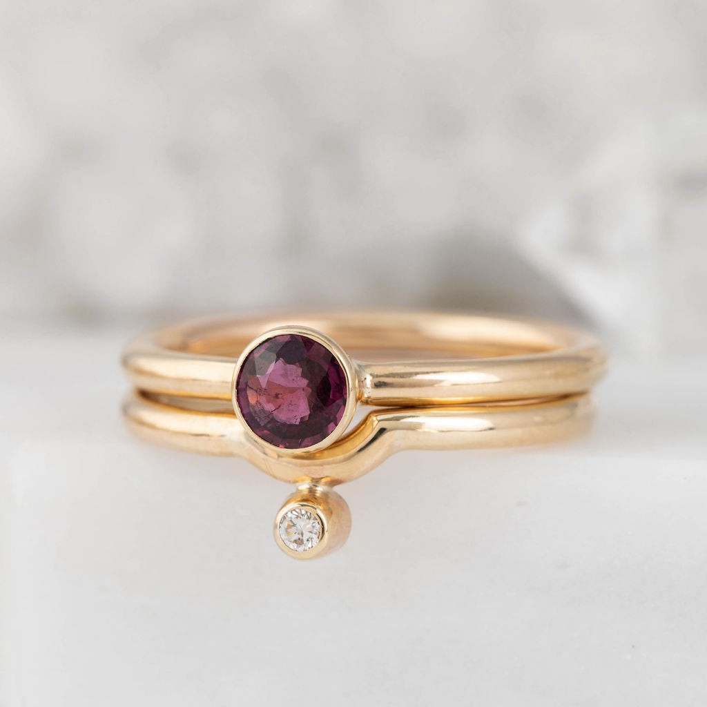 Gold with Diamond Nestling Wedding Ring