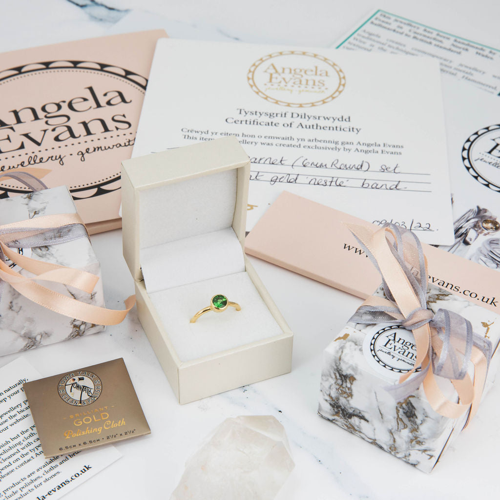 Silver and Pear Sapphire Nestle Ring