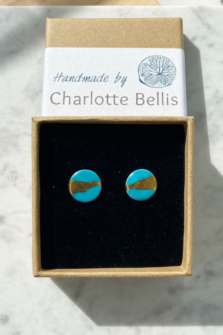 Stud Earrings with 24ct Gold Detailing