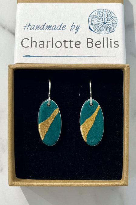 Oval Earrings with 24ct Gold Detailing