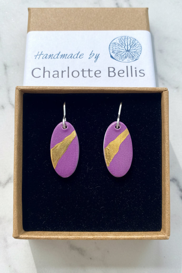 Oval Earrings with 24ct Gold Detailing