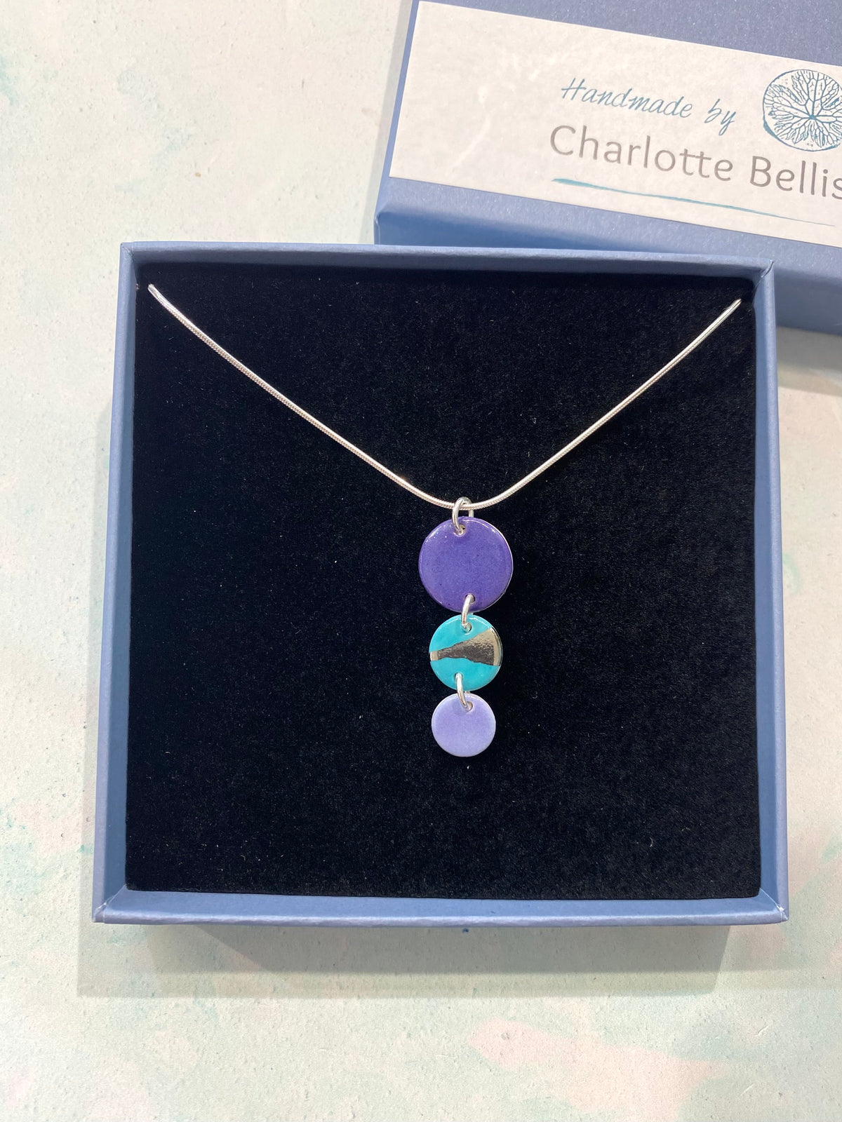 Disc Necklace with Platinum Detailing (3 Discs)