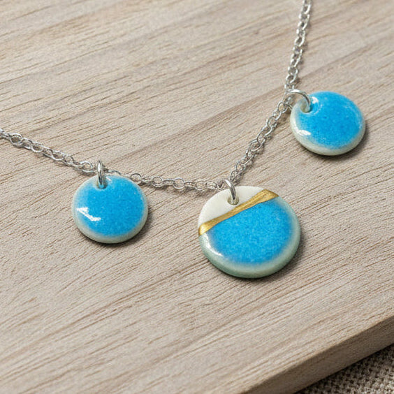 Sea Breeze Disc Necklace with 24ct Gold Detailing
