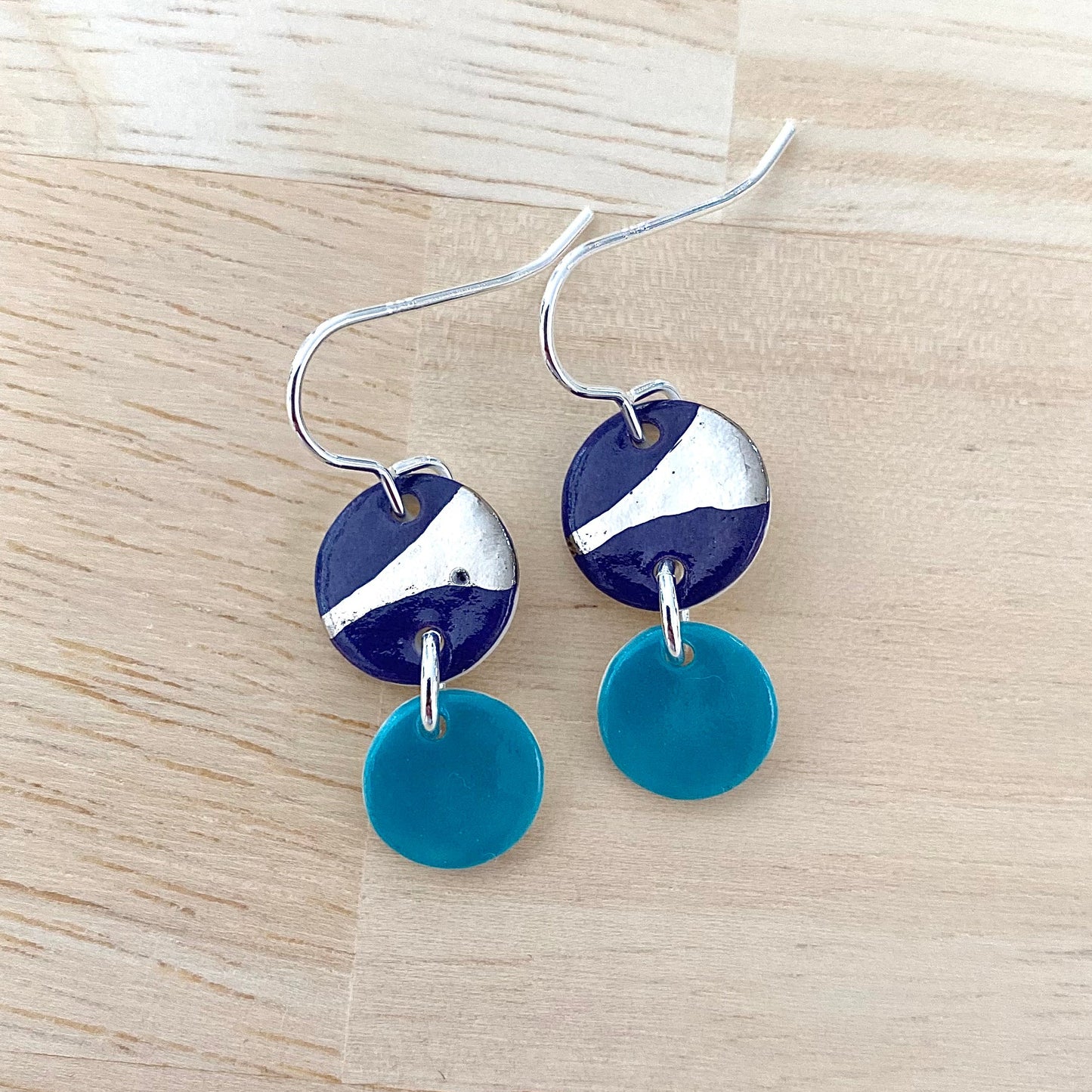 Disc Earrings with Platinum Detailing