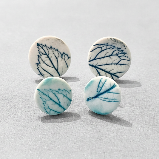 Leaf Print Stud Earrings
