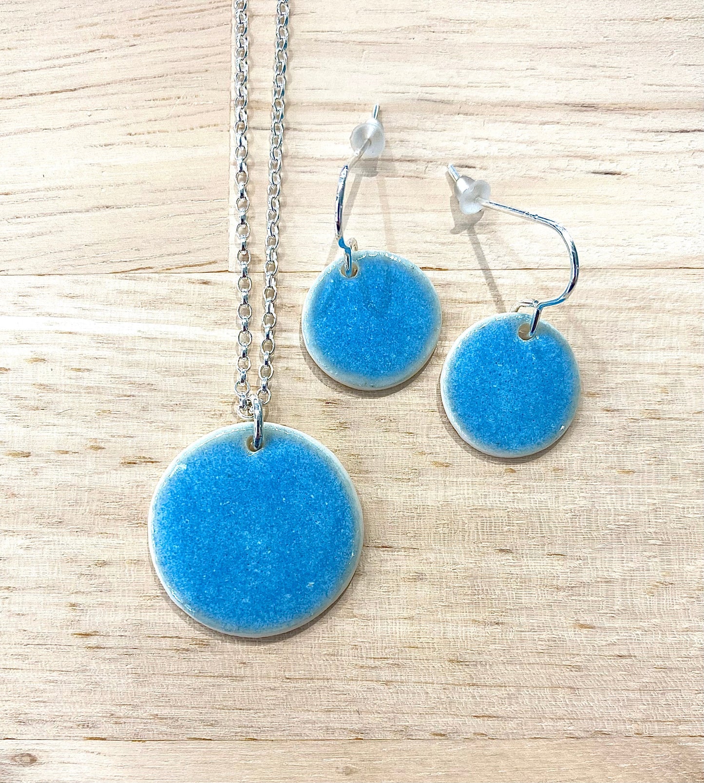Baby Blue Disc Earrings