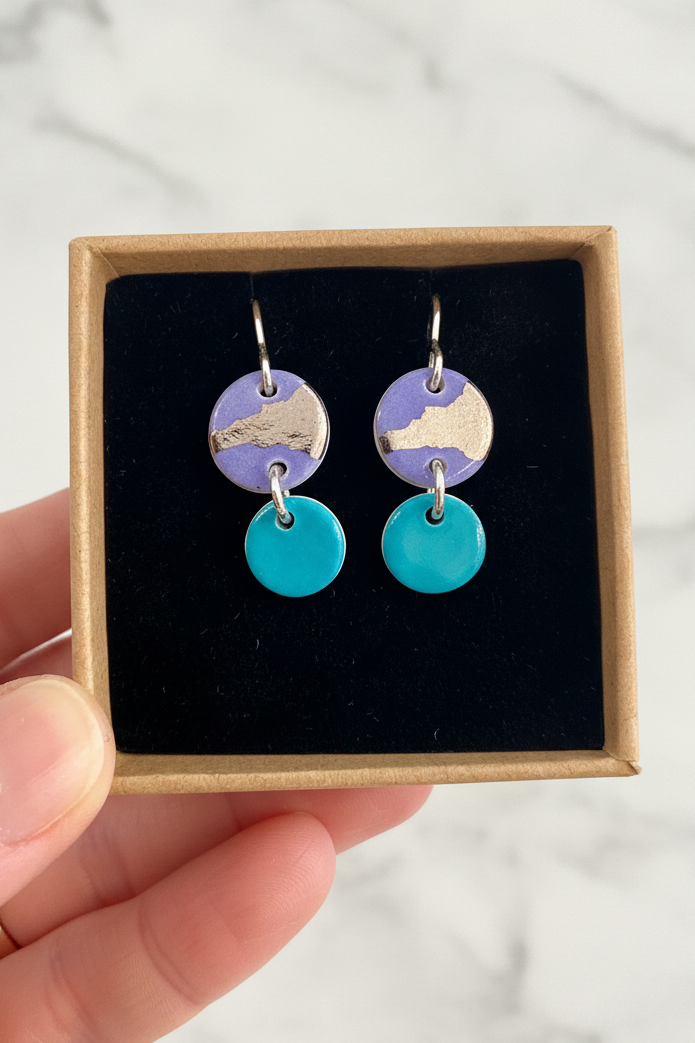 Disc Earrings with Platinum Detailing