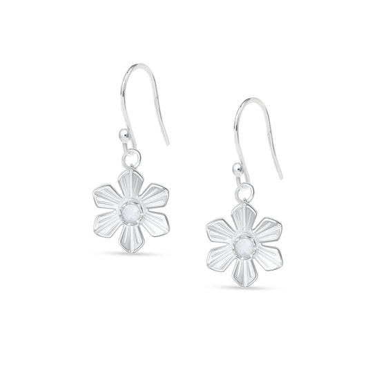Daffodil - Hook Earrings - Silver - Large
