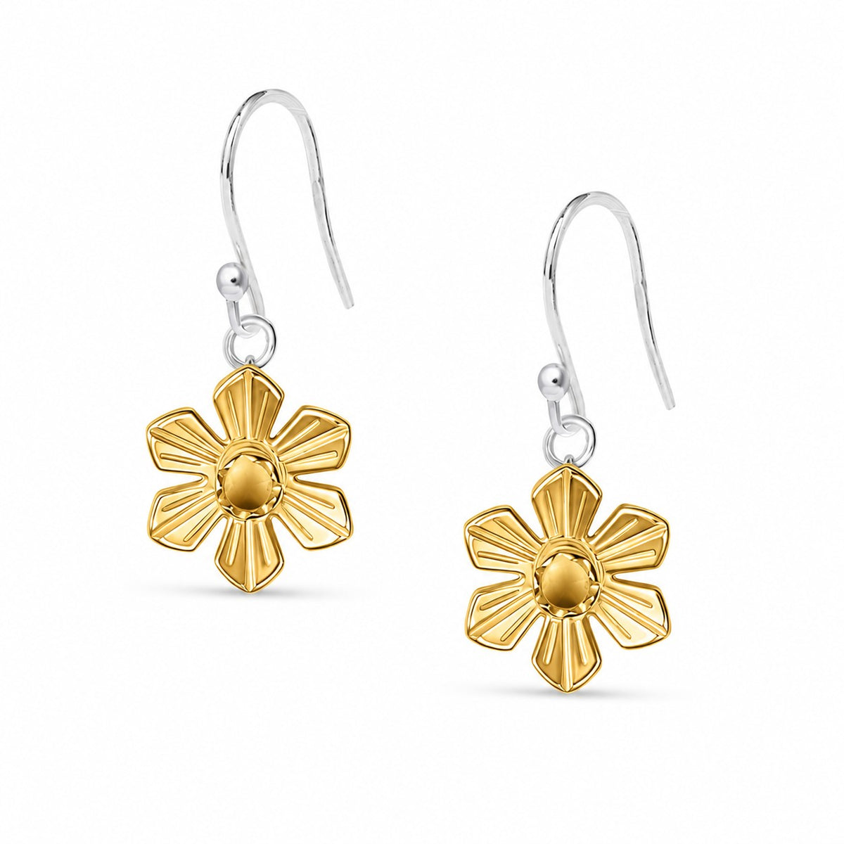 Daffodil - Hook Earrings - Mixed Metal - Large