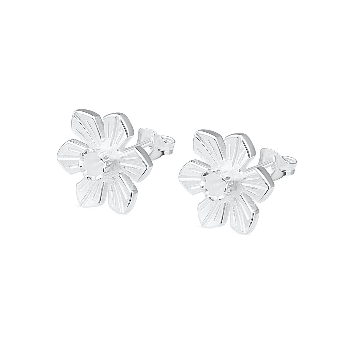 Daffodil - Stud Earrings - Silver - Large