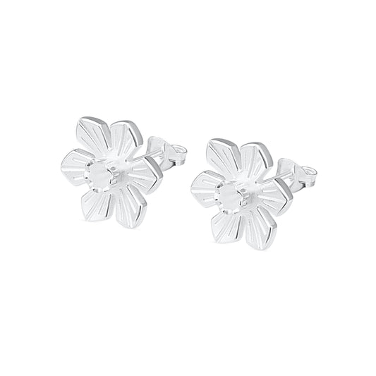 Daffodil - Stud Earrings - Silver - Large