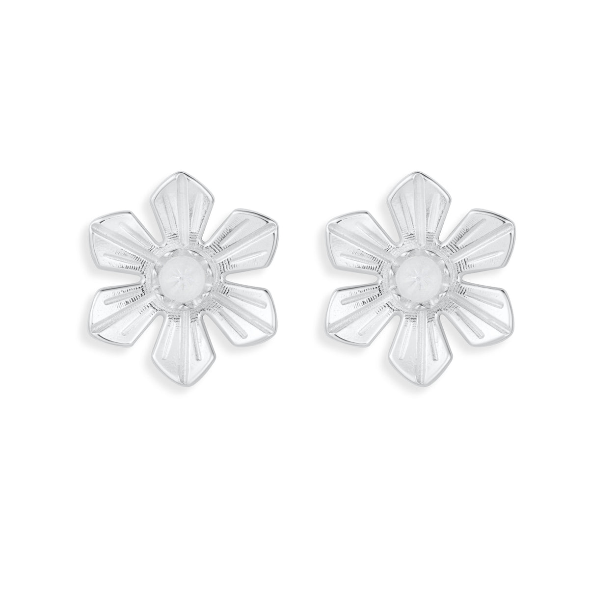 Daffodil - Stud Earrings - Silver - Large