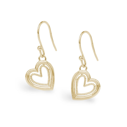 Cariad Heart Hook Earrings - Gold