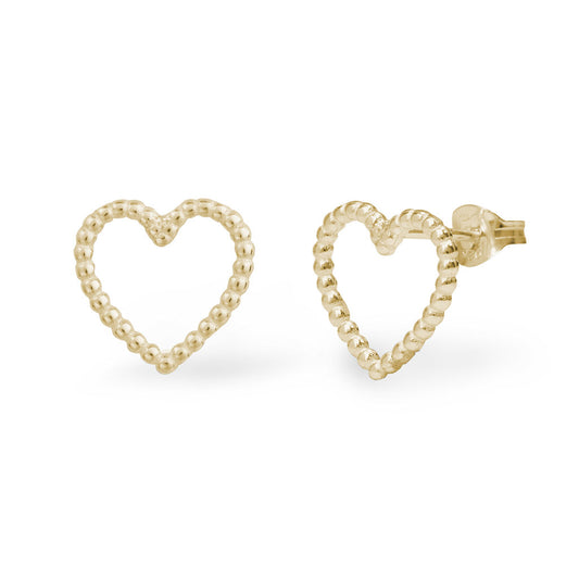Cariad Heart Stud Earrings - Gold