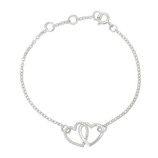Cariad Interlinking Hearts Bracelet - Silver