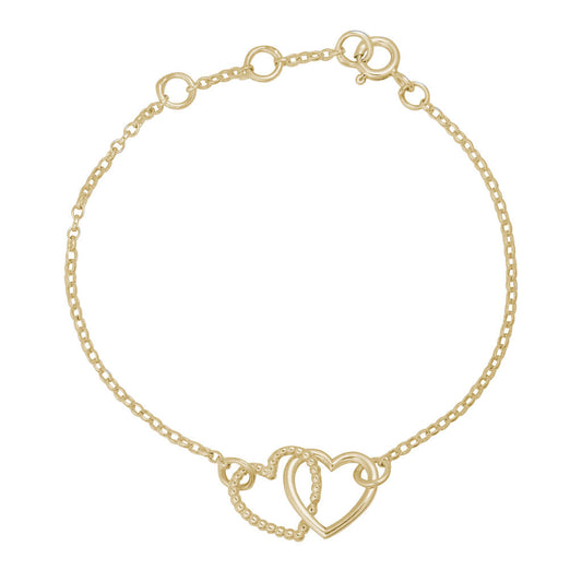 Cariad - Bracelet - Gold - 2 Hearts
