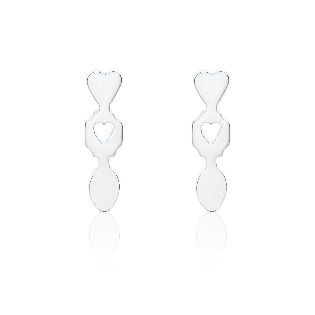 Lovespoon - Stud Earrings - Silver - Large