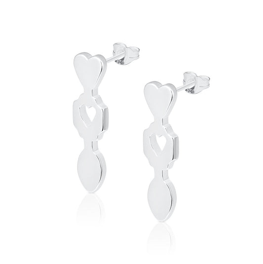 Lovespoon - Stud Earrings - Silver - Large