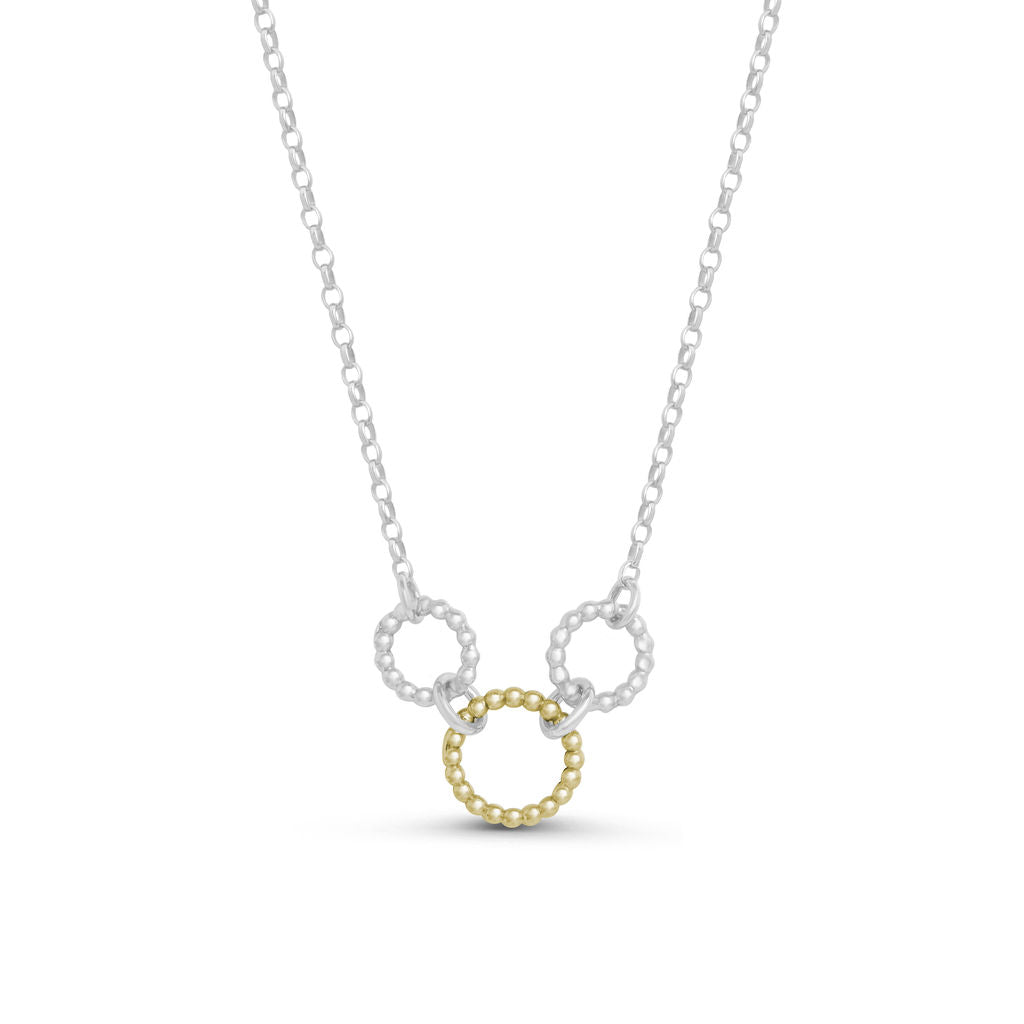 Small Triple Hoop Pendant - Silver & Gold