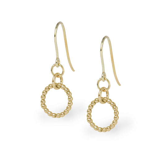 Hoop Earrings - Gold - Large - Single Beaded Hoop