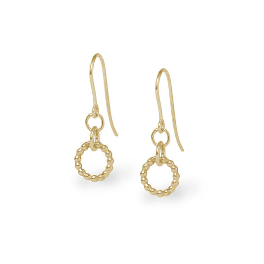 Hoop Earrings - Gold - Small - Single Beaded Hoop