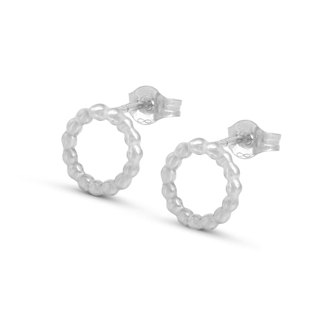 Hoop Stud Earrings - Silver - Small