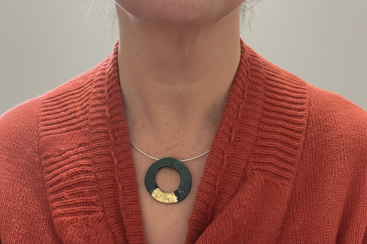 Iron Hammered Hoop Pendant