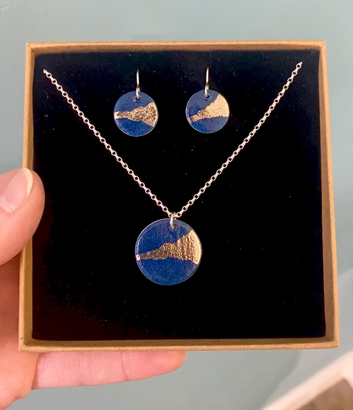 Disc Necklace with Platinum or Copper Detailing