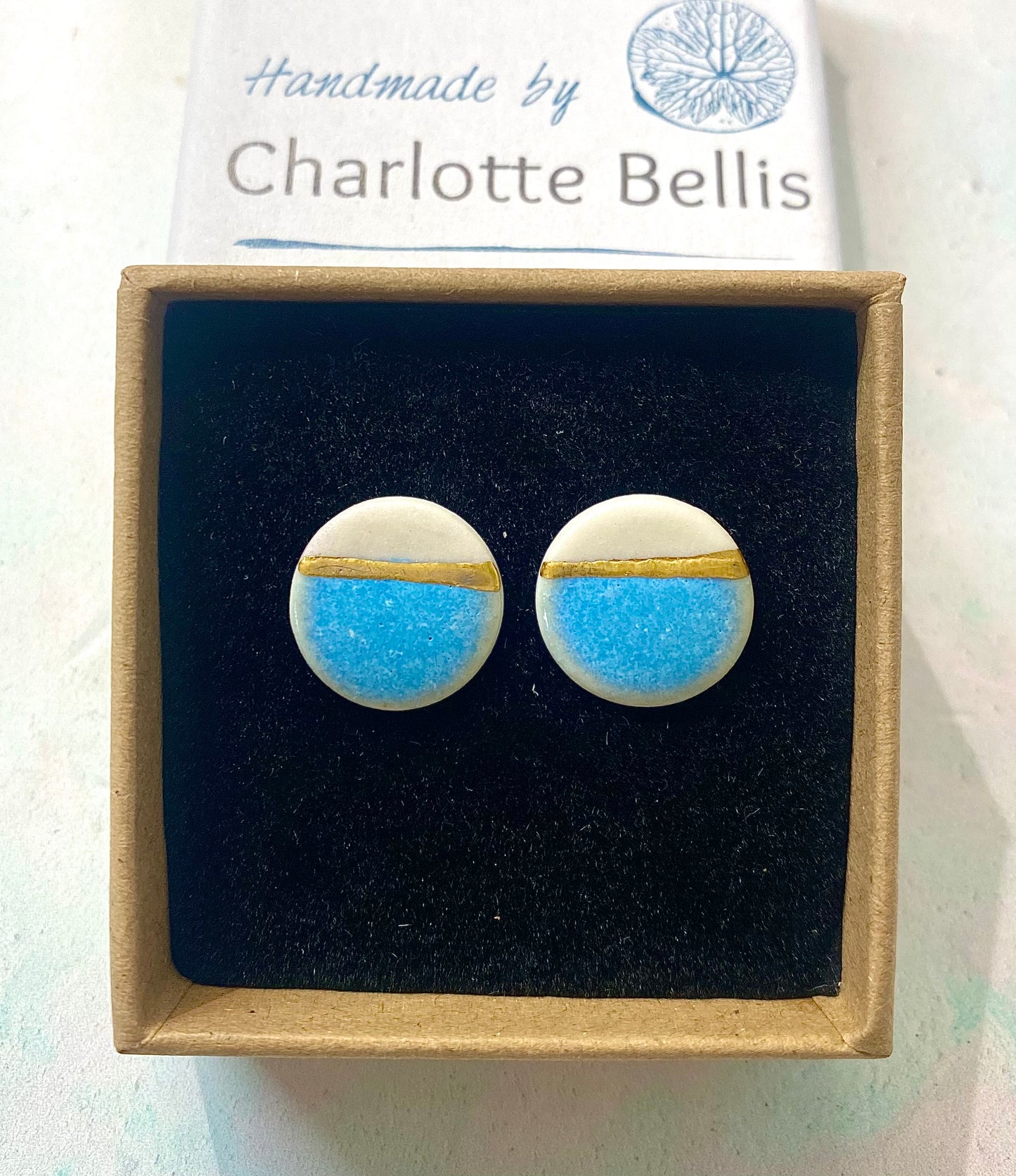Sea Breeze Stud Earrings with 24ct Gold Detailing